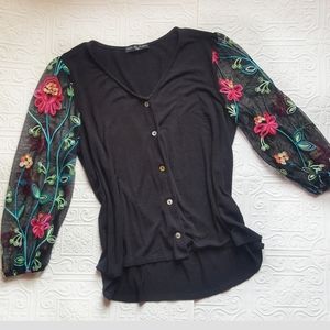 COPY - Kim & Cami floral embroidered cardigan